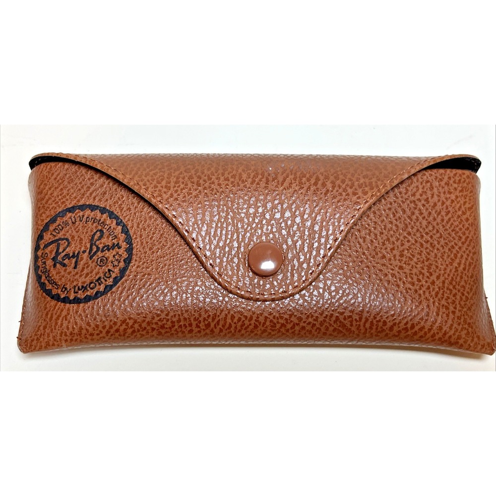 Ray-Ban Brown Sunglasses Case Only Faux Leather Snap Button